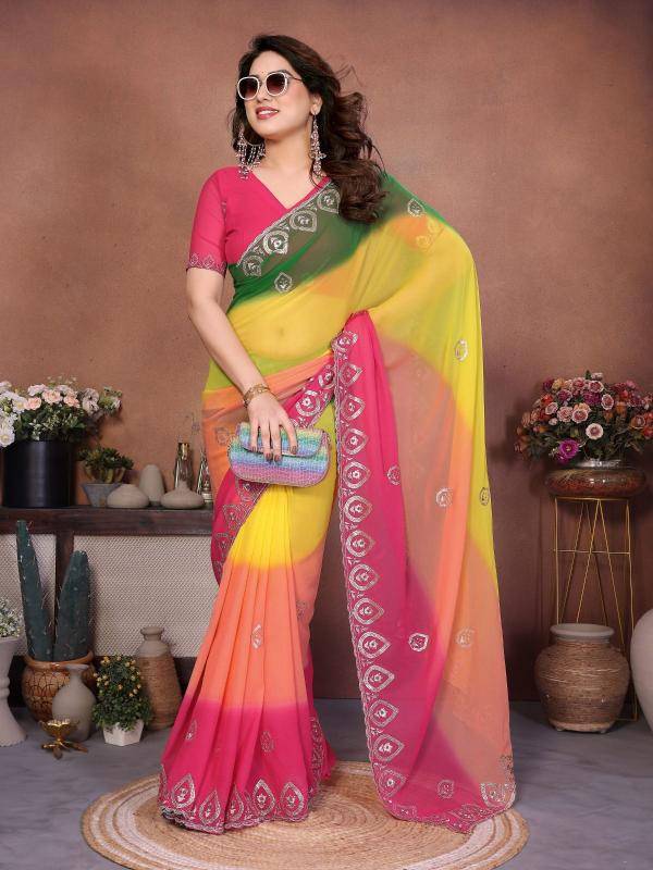 GC embroidery Wholesale sarees in Surat